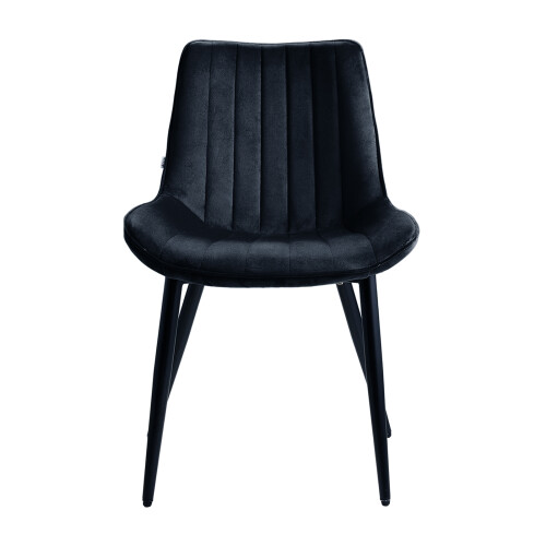 Living And Home 2Pcs Black Velvet Upholstered Dining Chairs 2