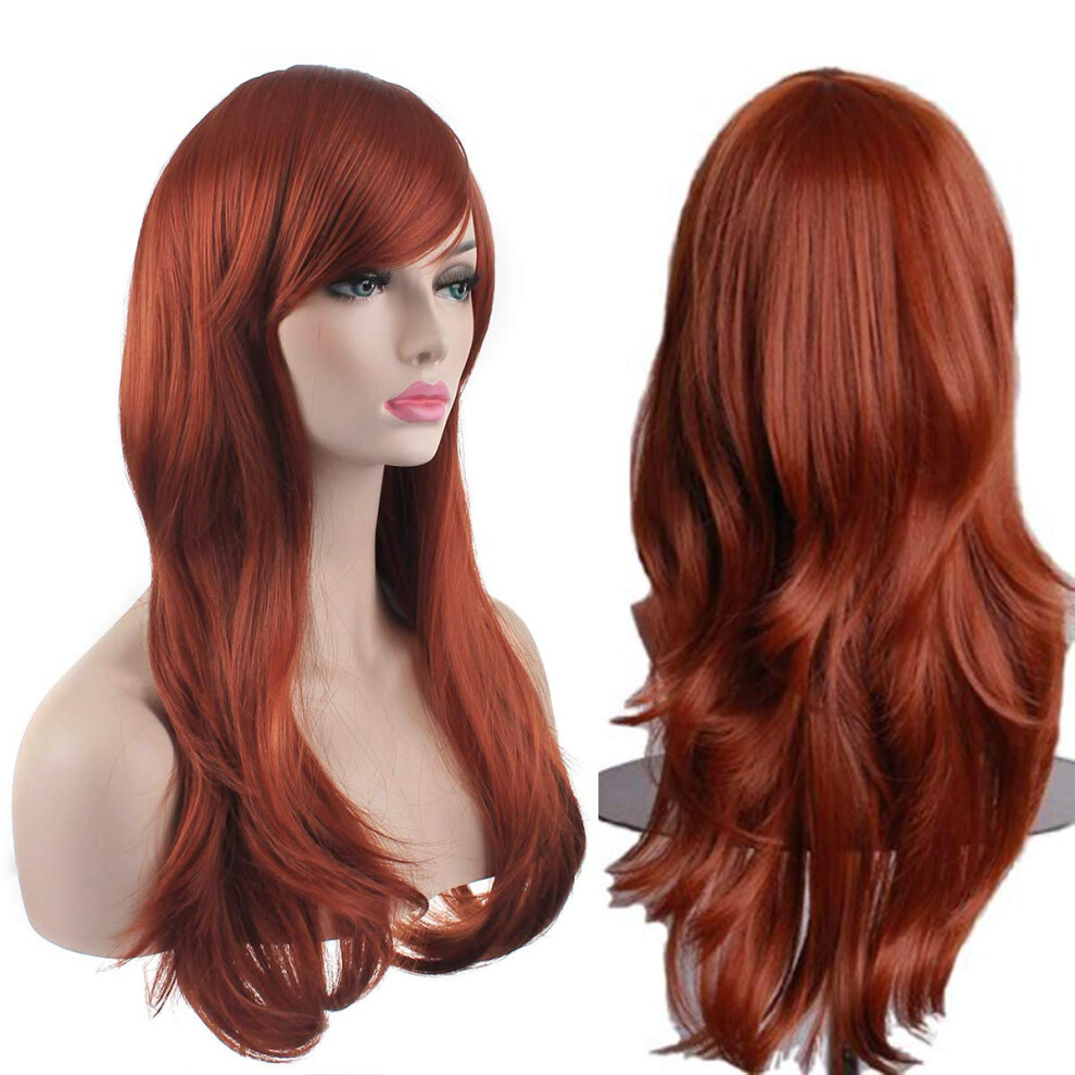 Akstore Unisex Brown 28 Inch Fashion Wigs Long Wavy Curly Hair Cosplay Wig (Brown)