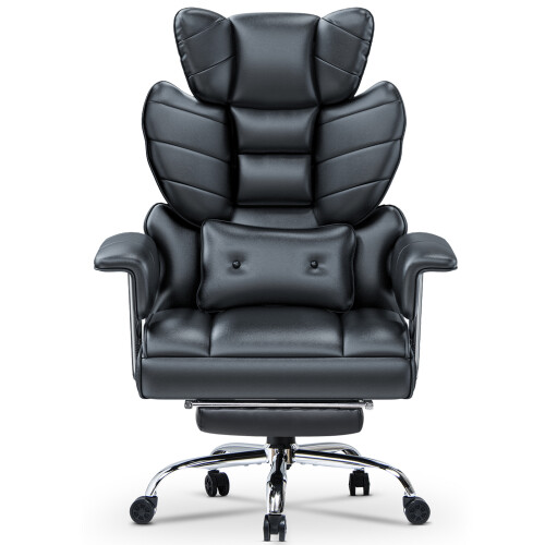 Witte ergonomische bureaustoel met voetensteun 1