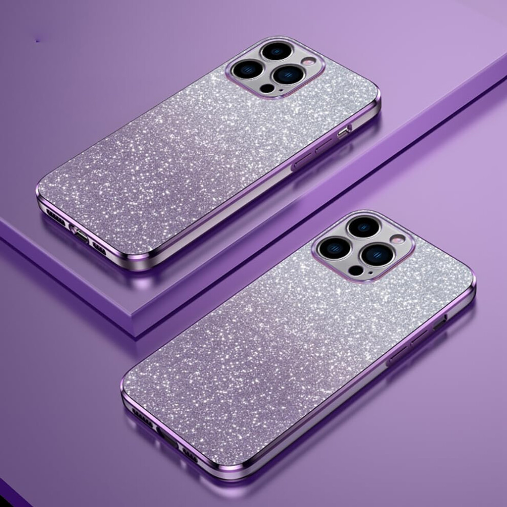 Gradient Glitter Electroplated Bezel Transparent Case For Oppo Reno12f 5G Reno12fs 4G Reno12f 4G Tpu Purple 9393856096183