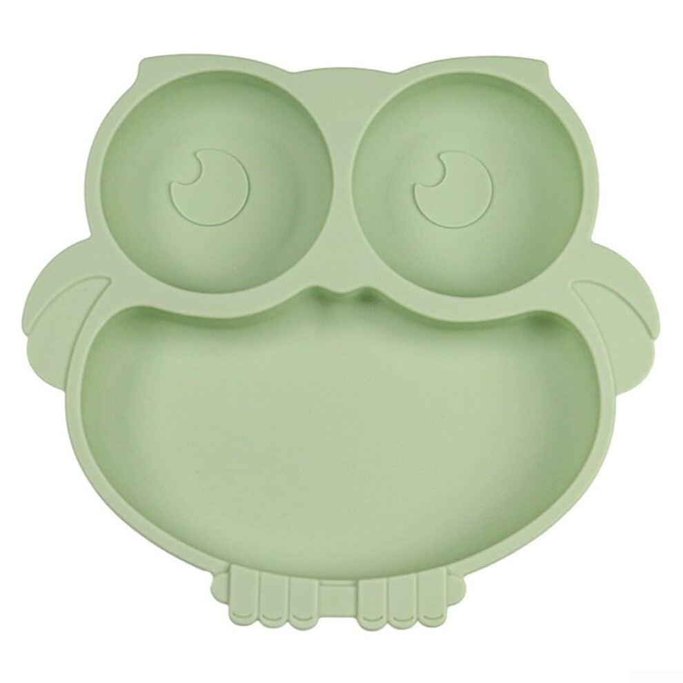 Silicone Suction Dish For Messy Mealtime With Cartoon Design And Non Slip Base Light/Green