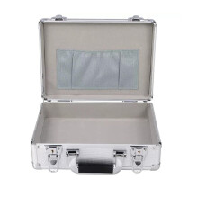Portable Document Safe With Key Lock Aluminum Alloy Briefcase Document Organizer 33x24x12 Cm Silver