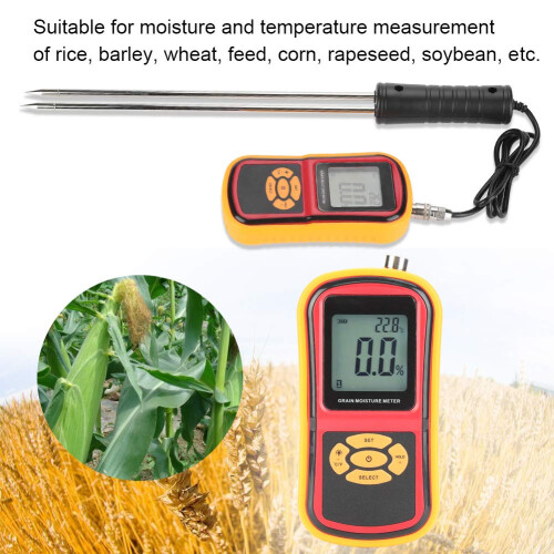 Digital Moisture Meter GM640 Grain Moisture Temperature Meter Portable LCD For Wheat Rice Corn Beans Soft Silicone Shell 1