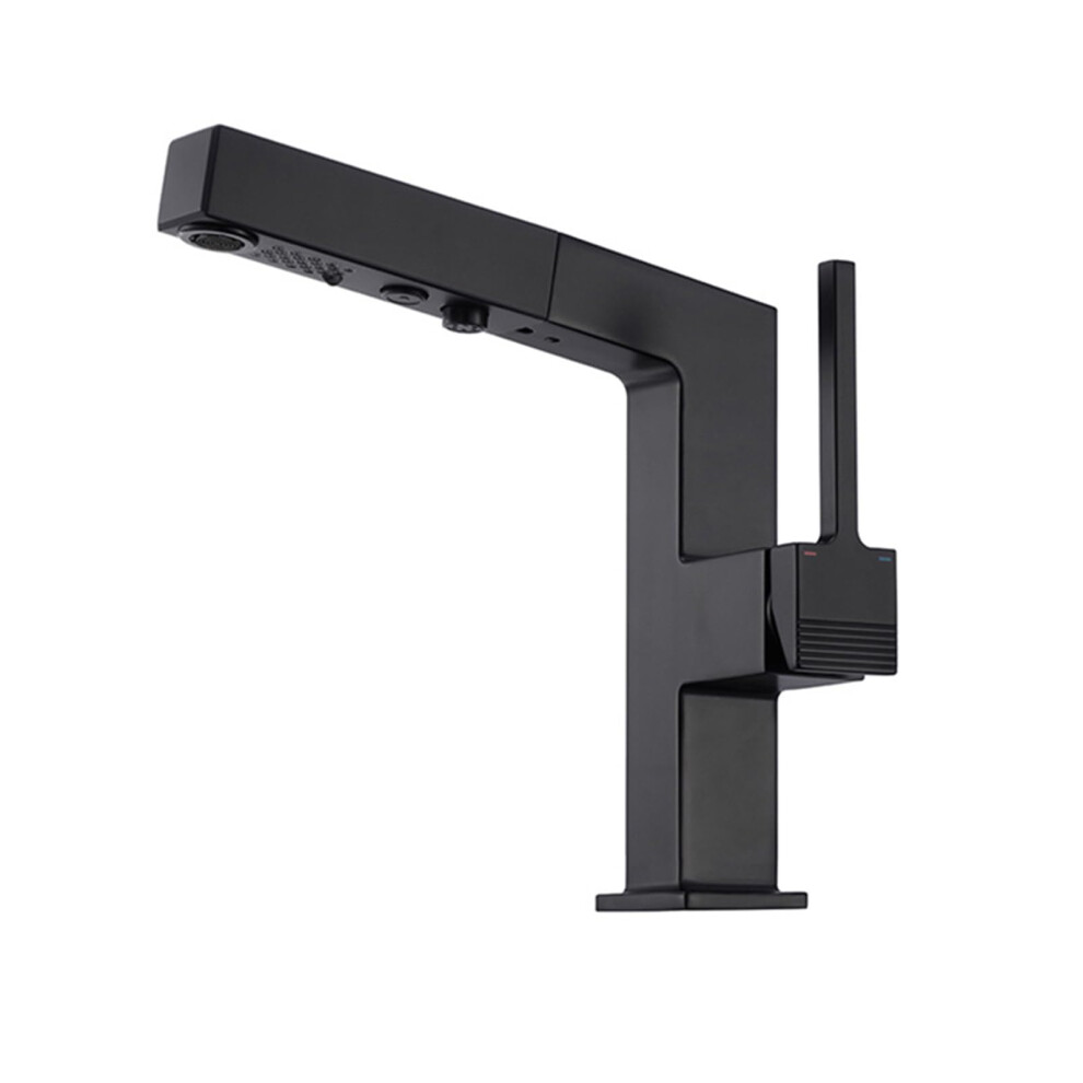 Modern Brass Bathroom Sink Faucet With Pullout Sprayer Single-Handle Hot Cold Mixer Tap For Shower Mode White/Black 9084446195446