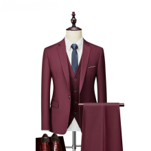 (2XL)Men's 3 Pieces Wedding Blazer Vests Pants Set