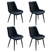 4Pcs Black Velvet Upholstered Dining Chairs