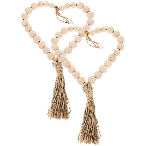 2 handstrick gardinenband mit holzperlen
