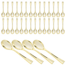 50pcs gold mini spoons for desserts, appetizers, catering, weddings