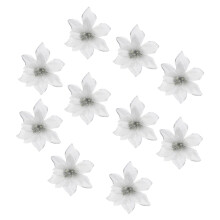 20Pcs Silver Glitter Fake Decorative Flowers for Wedding and Xmas