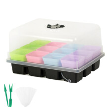 Seedling Tray For Nursing Start Pot Ventilated Cultivation Pot With Adjustable Moisturizing Dome Indoor Garden 12 Grids