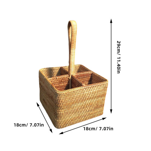 Rattan Basket Wicker Storage Baskets Desktop Container Kitchen Snacks 1