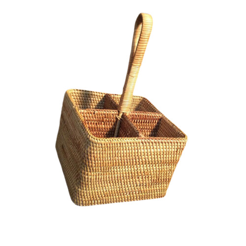 Rattan Basket Wicker Storage Baskets Desktop Container Kitchen Snacks 2
