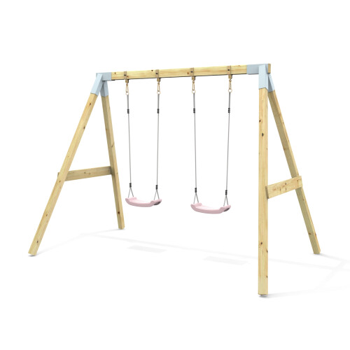 Rebo Premium Double Garden Swing for Kids - Flex Dusky Pink