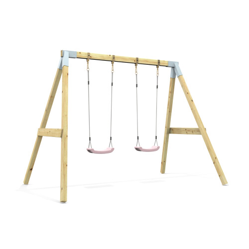 Rebo Premium Double Garden Swing for Kids - Flex Dusky Pink 1