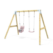 Premium Double Garden Swing for Kids - Standard and Baby Dusky Pink