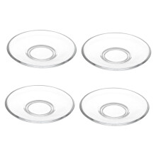 Glass Saucers Set Of 4, 9.0 X 9.0 X 1.5 Cm, Transparent Round Tea Coffee Saucers