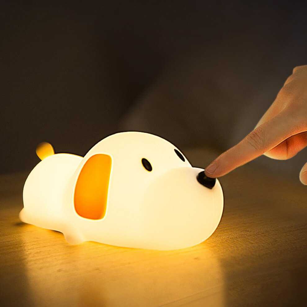 Children's Night Light Dimmable USB Rechargeable Bedside Lamp With Timer Silicone Puppy Decoration For Children's Room