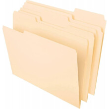 File Folders, Letter Size, 8-1/2" x 11", Classic Manila, 1/3-Cut Tabs in Left
