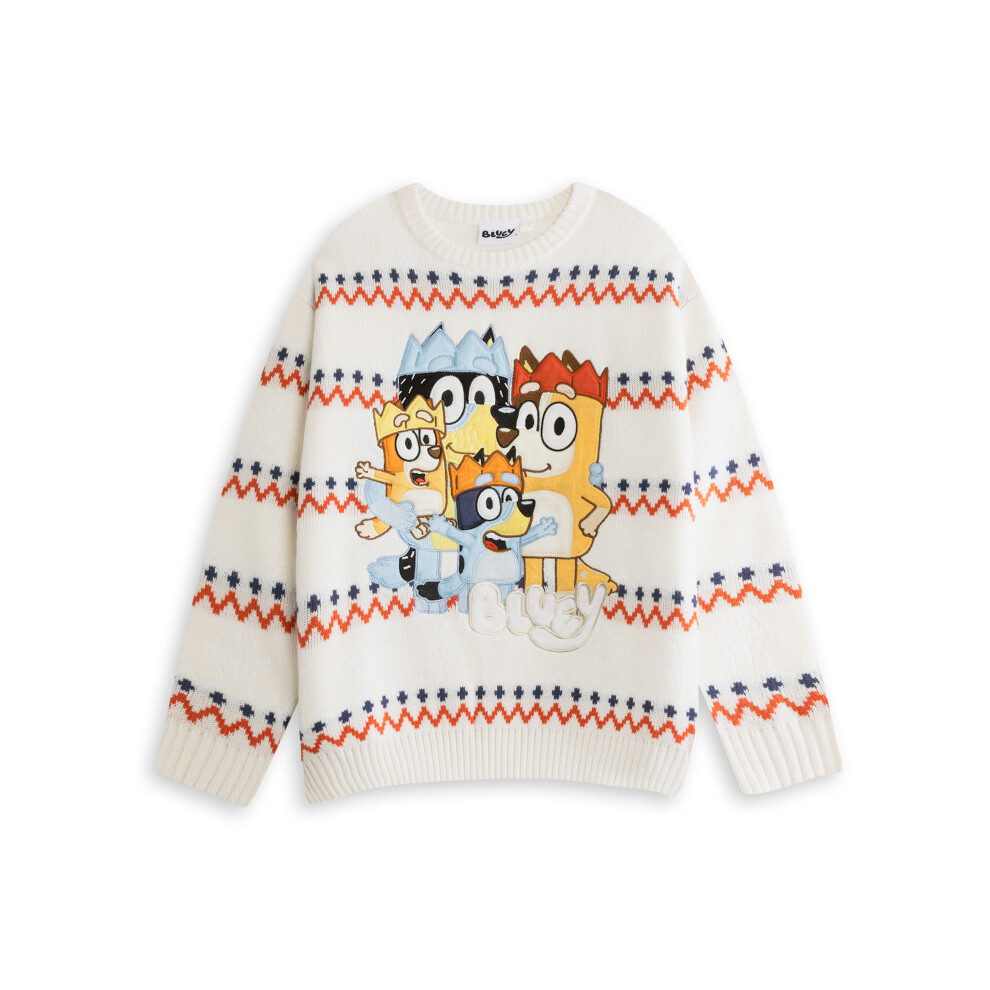 Bluey ) Christmas Jumper (Unisex Beige) Men's Cream Large