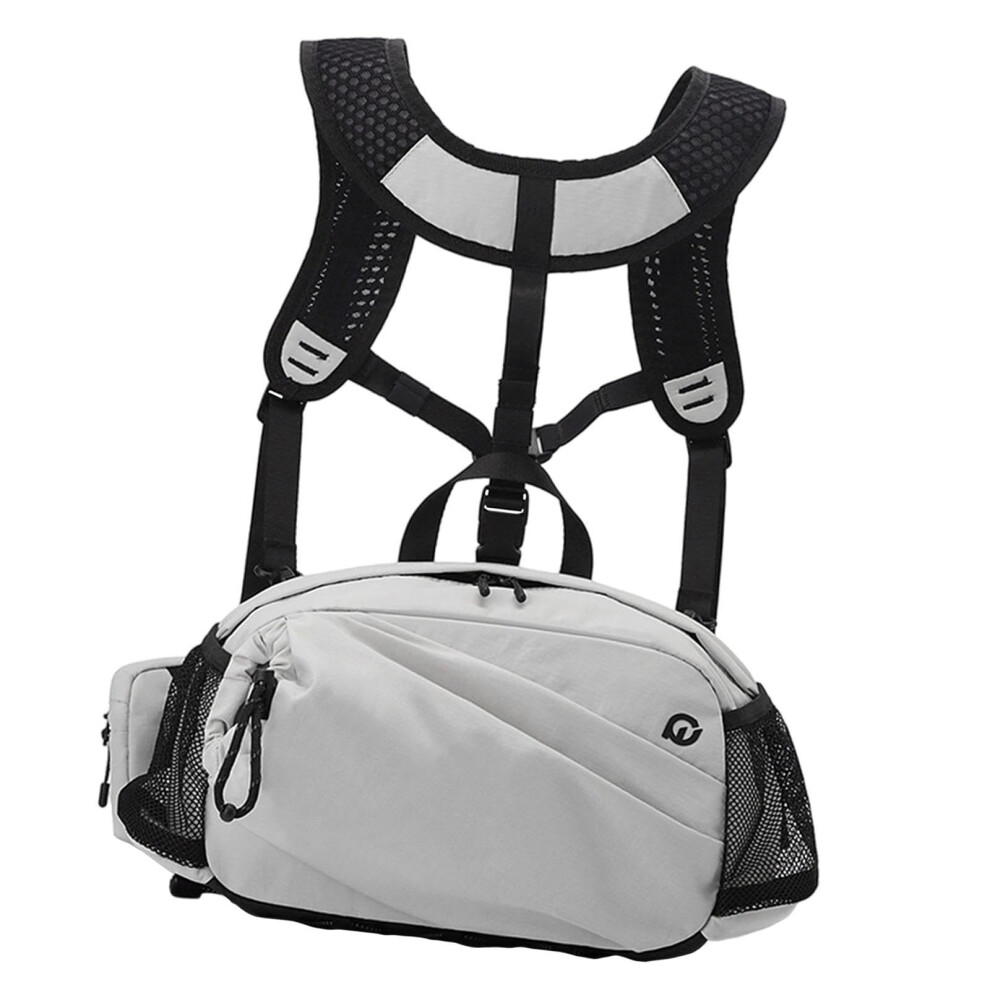 Harness Chest Pack Reflective Strips Portable Breathable Unisex Chest Bag For Running Beige White-image-OPC-PKVG8YK-NEW