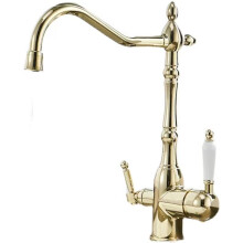 Kitchen Mixer Taps All-Copper Three-In-One Water Purification Faucet Rotatable Double-Handle Hot and Cold Gold