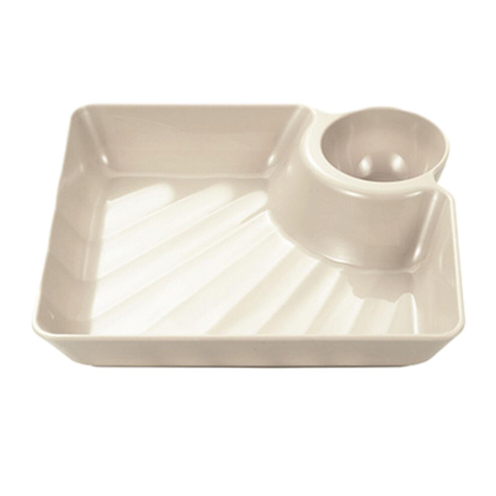 Dish Plate Set With Dipping Saucer And Sauce Holder Food-Safe PP Material White For Appetizers Dumplings Chips-image-OPC-PKVG9DD-NEW