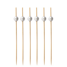 100 12 Cm Cocktailspieße Runde Perlen Partyzubehör Silber