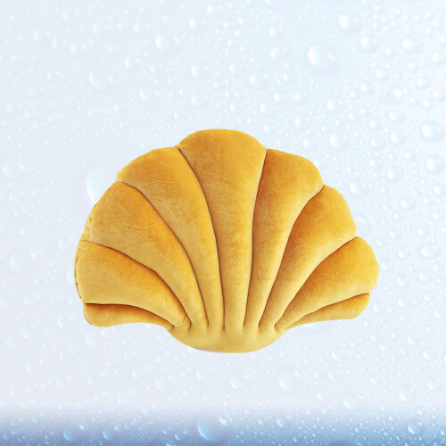 1pc Shell Shape Plush Pillow Cushion for Home Office Car Use Yellow 2