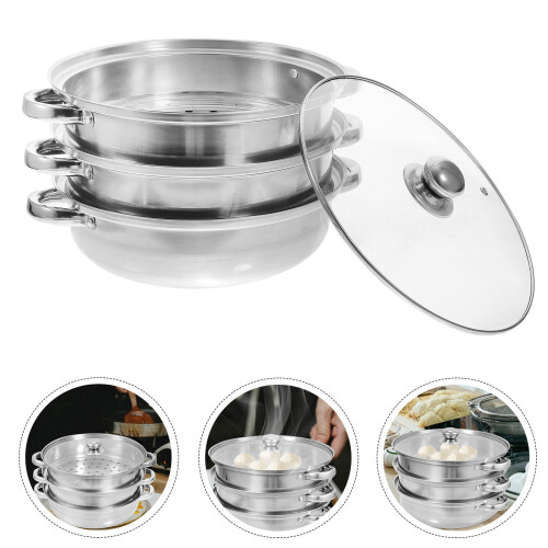 1 Set 3-Tier Stainless Steel Steaming Pot Cookware 2