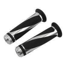 Motorcycle Handlebar 7/8 Inch 22mm Universal CNC Machined Throttle Grips Fits Kawasaki Honda Yamaha Suzuki Silver