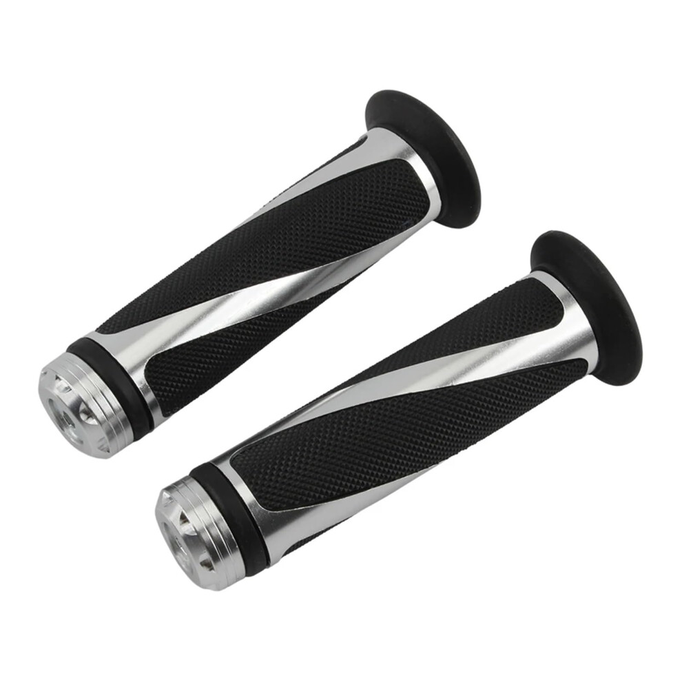 Motorcycle Handlebar 7/8 Inch 22Mm Universal Cnc Machined Throttle Grips Fits Kawasaki Honda Yamaha Suzuki Silver 9084446198102