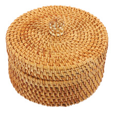 Rattan Woven Round Box For Tea Leaves And Dried Fruit Storage