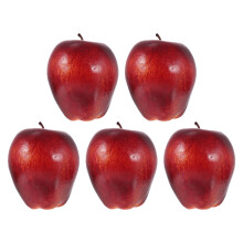 5Pcs Realistic Dark Red Foam Apples Simulation Fruit Decor Set