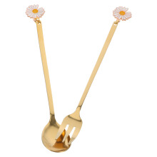 10Pcs Stylish Golden Stainless Steel Mini Spoons and Fruit Forks Set
