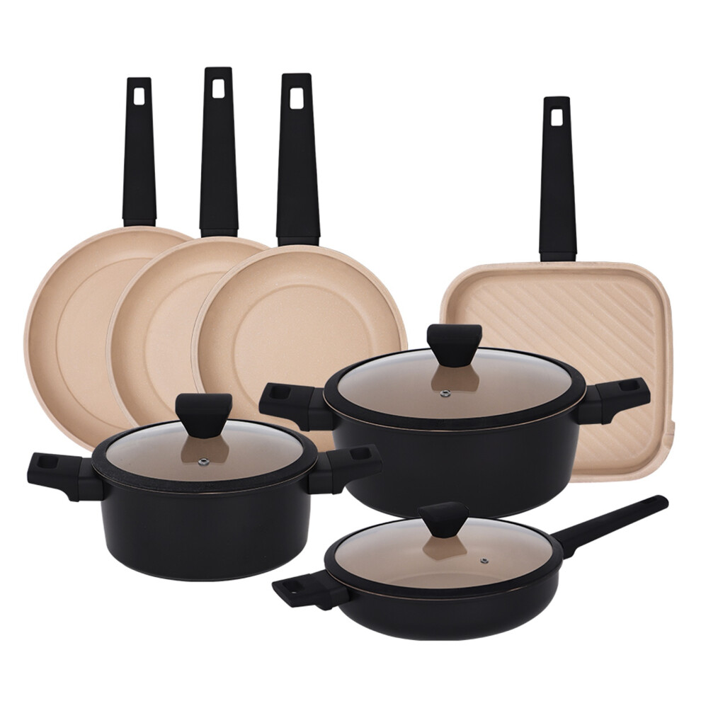 Gr8 Home Casamema 10 Pcs Carbon Steel Cookware Set Black