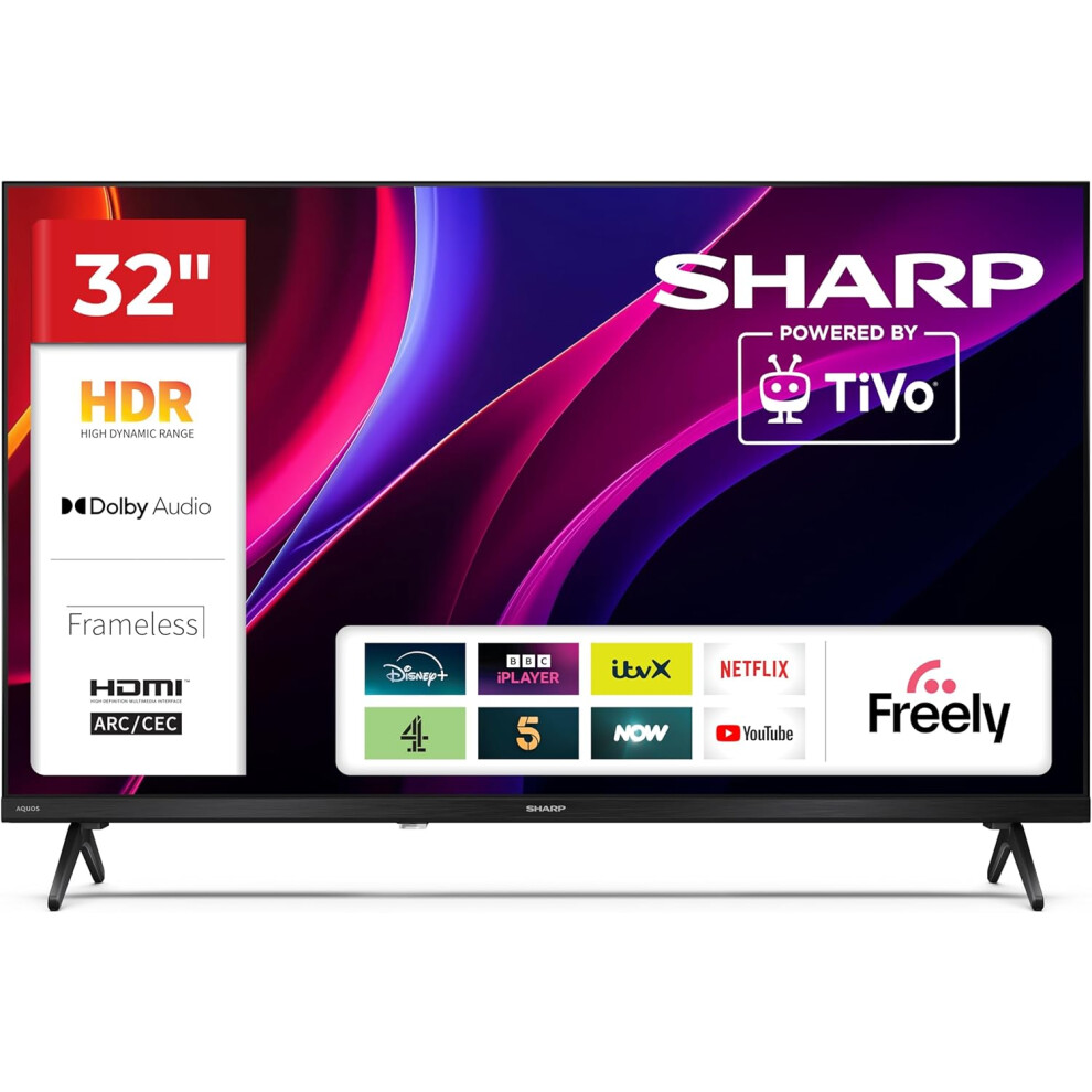 Photos - Television Sharp 32-inch HD Frameless LED Smart TV - TiVo OS with Free Channels | Model: 32HE2345K  (HE Series)
