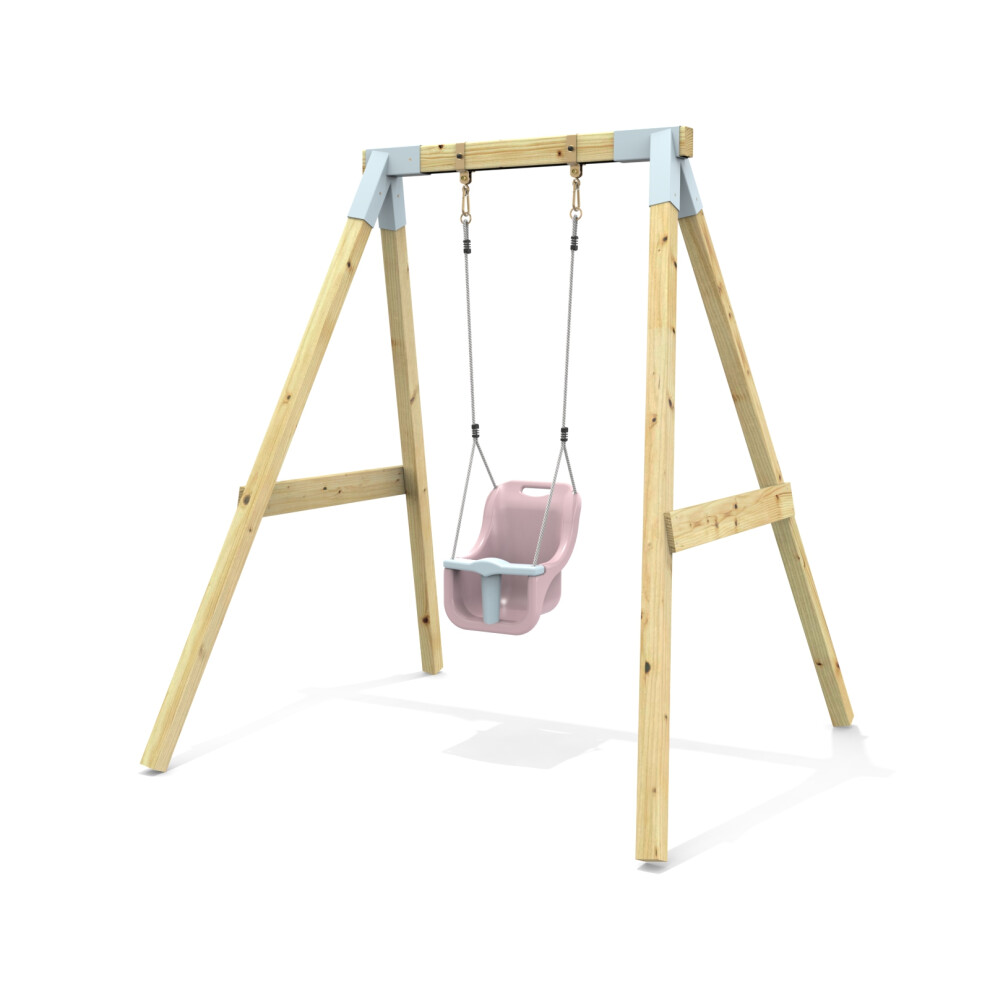 Rebo Premium Single Garden Swing For Kids - Baby Dusky Pink