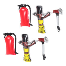 6St Feuerwehrmann Deko: Aufblasbarer Hydrant, Löschflasche, , Ballons