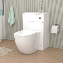 Nes Home 500mm WC Unit & D Shape Rimless Round Back To Wall Toilet With Cistern