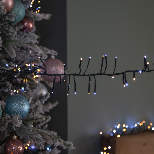 Premier 18.5m 1440 LED Christmas Cluster Multi-Action String Lights with Timer in White & Warm White 1