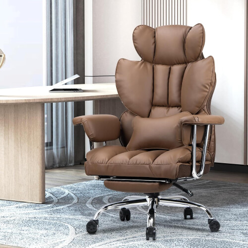 （Brown） Ergonomic High Back Leather Office Chair