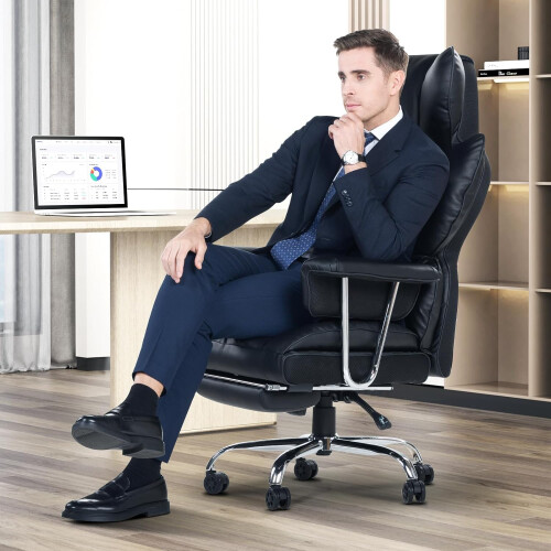 Witte ergonomische bureaustoel met voetensteun 2