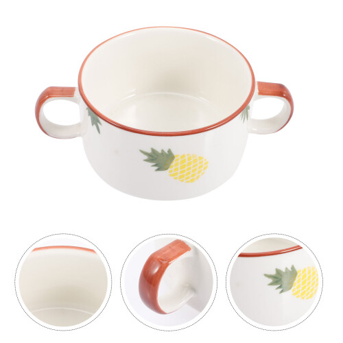Ceramic Baking Bowl With Double Handles For Steamed Eggs Kitchen Use 1