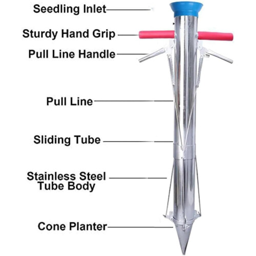 Long Handle Bulb Planter Tool Seedling Transplanter, Multi-Functional Tool For Field And Plastic Film Seedling Tray 2