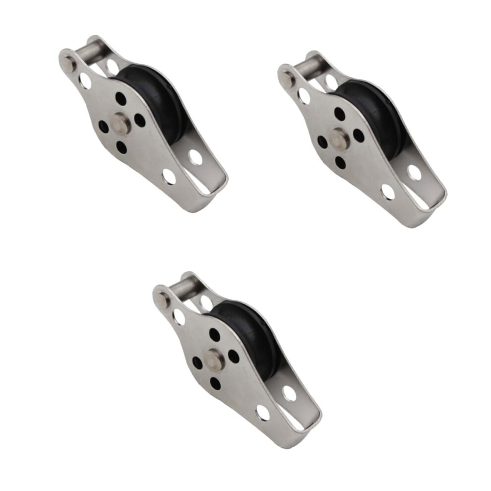 Nylon Rope Pulley Wheel For Fishing Net, Boat, Single Sheave Tackle, 3-Piece Set 9084446199109