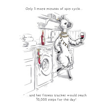 Hand-Finished Joke Greeting Card Spin Cycle 10,000 Steps Blank For Any Occasion