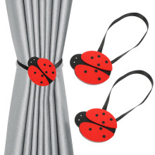2 vorhangbänder mit marienkäfern, magnetische gardinenhalter