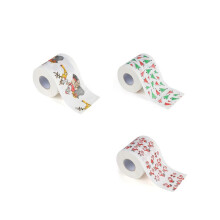 weihnachtlich bedruckte toilettenpapierrolle mit cartoon-tannenbaum