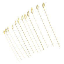 100 Unidades Brochetas Desechables De Bambú 15 Cm Con Nudo Verde