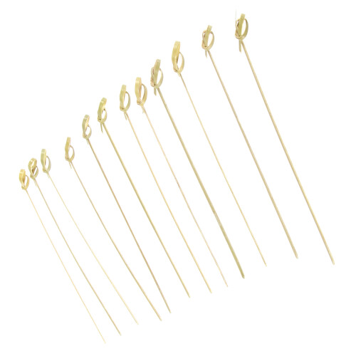 100 Unidades Brochetas Desechables De Bambú 15 Cm Con Nudo Verde